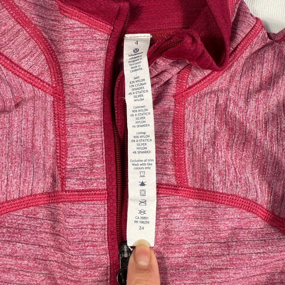 Lululemon Run for Gold LS 1/2 Zip Pullover berry Heather Thumbholes Women  4‎ - Picture 6 of 10